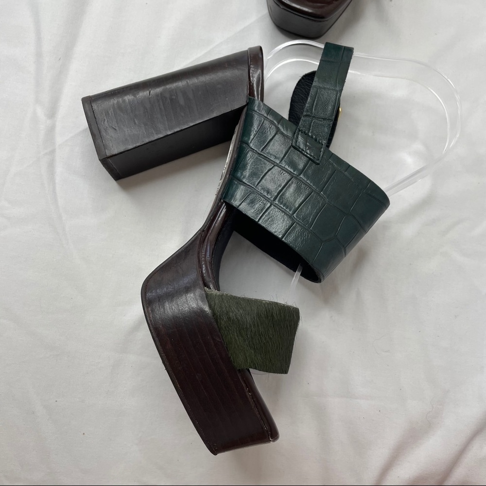 Topshop Platform Green Block Heels - Picture 6 of 11
